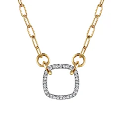Clearance Gabriel & Co. 14K White Yellow Gold Diamond Paperclip Chain Necklace