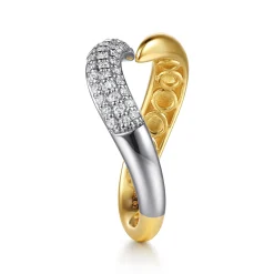 Sale Gabriel & Co. 14K White Yellow Gold Diamond Pave Bypass Ring