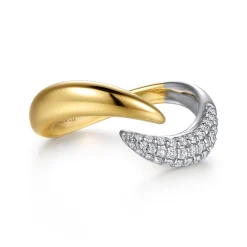 Sale Gabriel & Co. 14K White Yellow Gold Diamond Pave Bypass Ring