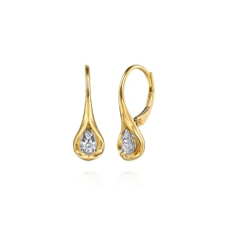 Best Gabriel & Co. 14K White Yellow Gold Diamond Pear Leverback Earrings