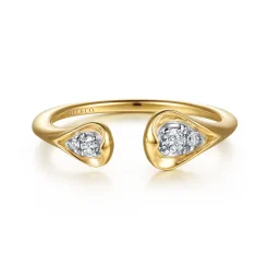 Outlet Gabriel & Co. 14K White Yellow Gold Diamond Pear Open Ring