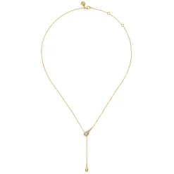 Best Gabriel & Co. 14K White Yellow Gold Diamond Pear Y Necklace