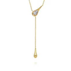 Best Gabriel & Co. 14K White Yellow Gold Diamond Pear Y Necklace