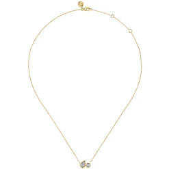 Clearance Gabriel & Co. 14K White Yellow Gold Diamond Pear And Round Pendant Necklace