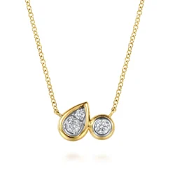 Clearance Gabriel & Co. 14K White Yellow Gold Diamond Pear And Round Pendant Necklace