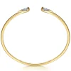 Gabriel & Co. 14K White Yellow Gold Diamond Pear Open Bangle Bracelet