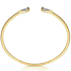 Gabriel & Co. 14K White Yellow Gold Diamond Pear Open Bangle Bracelet
