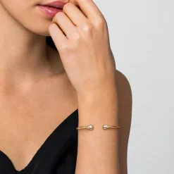 Gabriel & Co. 14K White Yellow Gold Diamond Pear Open Bangle Bracelet
