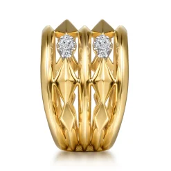 Best Gabriel & Co. 14K White Yellow Gold Diamond Rhombus Easy Stackable Ring