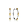 Discount Gabriel & Co. 14K White Yellow Gold Diamond Rhombus Shape Classic Hoop Earrings
