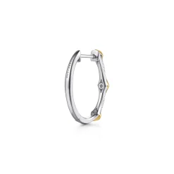 Discount Gabriel & Co. 14K White Yellow Gold Diamond Rhombus Shape Classic Hoop Earrings