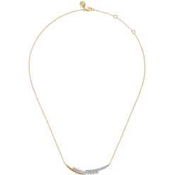 New Gabriel & Co. 14K White Yellow Gold Diamond Spike Bar Necklace