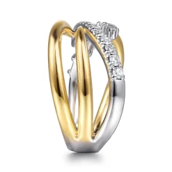 Best Gabriel & Co. 14K White Yellow Gold Diamond Spike Bypass Ring