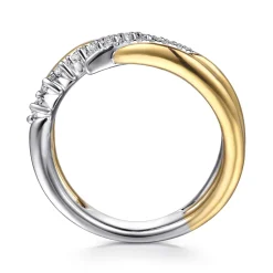 Best Gabriel & Co. 14K White Yellow Gold Diamond Spike Bypass Ring