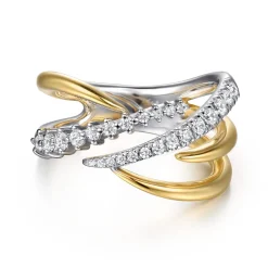 Best Gabriel & Co. 14K White Yellow Gold Diamond Spike Bypass Ring
