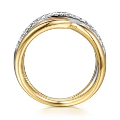 Online Gabriel & Co. 14K White Yellow Gold Diamond Spike Cross Cross Ring
