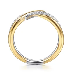 New Gabriel & Co. 14K White Yellow Gold Diamond Spike Bypass Ring