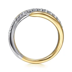 Gabriel & Co. 14K White Yellow Gold Diamond Spike Bypass Ring