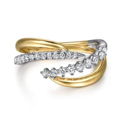 Gabriel & Co. 14K White Yellow Gold Diamond Spike Bypass Ring