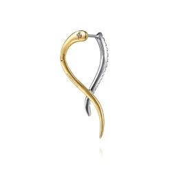 Clearance Gabriel & Co. 14K White Yellow Gold Diamond Spike Bypass Hoop Earrings