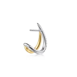 Sale Gabriel & Co. 14K White Yellow Gold Diamond Spike J Hoop Earrings