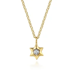 Best Gabriel & Co. 14K White Yellow Gold Diamond Star of David Pendant Necklace