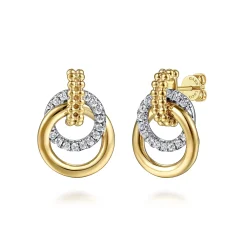 Clearance Gabriel & Co. 14K White Yellow Gold Diamond Stud Earrings- Bujukan