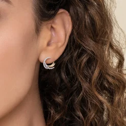 Sale Gabriel & Co. 14K White Yellow Gold Diamond Swirl Bypass Hoop Earrings