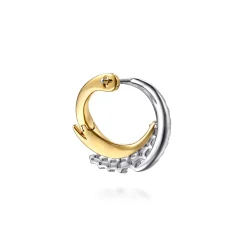 Sale Gabriel & Co. 14K White Yellow Gold Diamond Swirl Bypass Hoop Earrings
