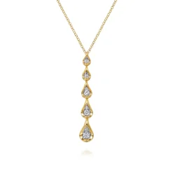 Gabriel & Co. 14K White Yellow Gold Diamond Teardrop Necklace