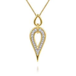 Best Gabriel & Co. 14K White Yellow Gold Diamond Teardrop Necklace