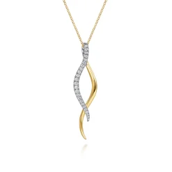 Best Gabriel & Co. 14K White Yellow Gold Diamond Twisted Spike Drop Necklace