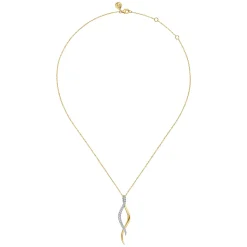 Best Gabriel & Co. 14K White Yellow Gold Diamond Twisted Spike Drop Necklace