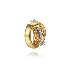 Discount Gabriel & Co. 18K White Yellow Gold Diamond Twist Huggie Earrings