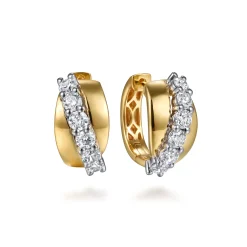 Discount Gabriel & Co. 18K White Yellow Gold Diamond Twist Huggie Earrings