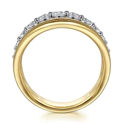 Gabriel & Co. 14K White Yellow Gold Diamond Wide Band Ring