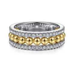Online Gabriel & Co. 14K White Yellow Gold Diamond Wide Band Ring-Bujukan
