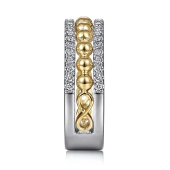 Online Gabriel & Co. 14K White Yellow Gold Diamond Wide Band Ring-Bujukan