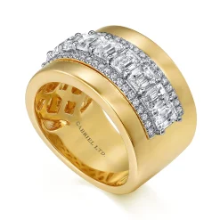 Sale Gabriel & Co. 18K White-Yellow Gold Diamond Wide Band Ring