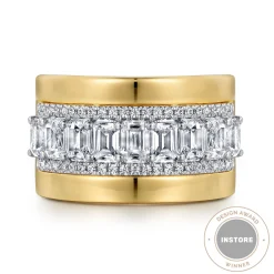 Sale Gabriel & Co. 18K White-Yellow Gold Diamond Wide Band Ring