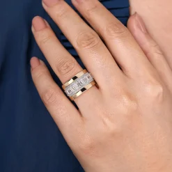 Sale Gabriel & Co. 18K White-Yellow Gold Diamond Wide Band Ring