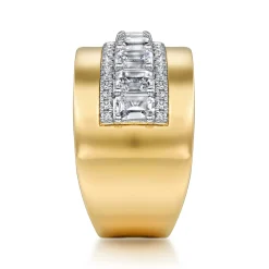 Sale Gabriel & Co. 18K White-Yellow Gold Diamond Wide Band Ring