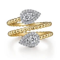 Hot Gabriel & Co. 14K White Yellow Gold Diamond Wrap Ring-Bujukan