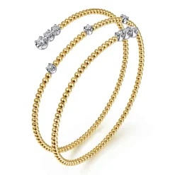 Sale Gabriel & Co. 14K White-Yellow Gold Diamond Wrap Bangle