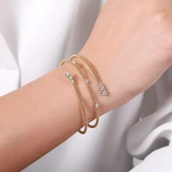 Sale Gabriel & Co. 14K White-Yellow Gold Diamond Wrap Bangle