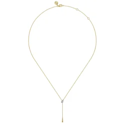 Gabriel & Co. 14K White Yellow Gold Diamond Y Necklace-Bujukan