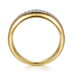Discount Gabriel & Co. 14K White Yellow Gold Double Row Diamond Wide Band Ring