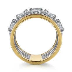 Hot Gabriel & Co. 14K White Yellow Gold Emerald Cut Diamond Easy Stackable Ring