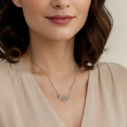 Best Gabriel & Co. 14K White Yellow Gold Graduating Diamond Pendant Necklace