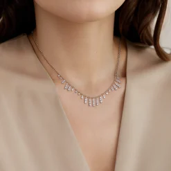 Gabriel & Co. 14K White Yellow Gold Graduating Diamond Droplet Necklace
